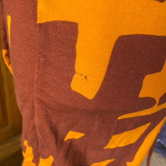 Isabel Marant Flessy Print Wrap Dress Crew Neck Cap Sleeve Orange Dark Brown XL - Picture 11 of 16